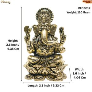 KALARAMBH Brass Ganesha 2.5 Inch, 1 Pcs BH10812