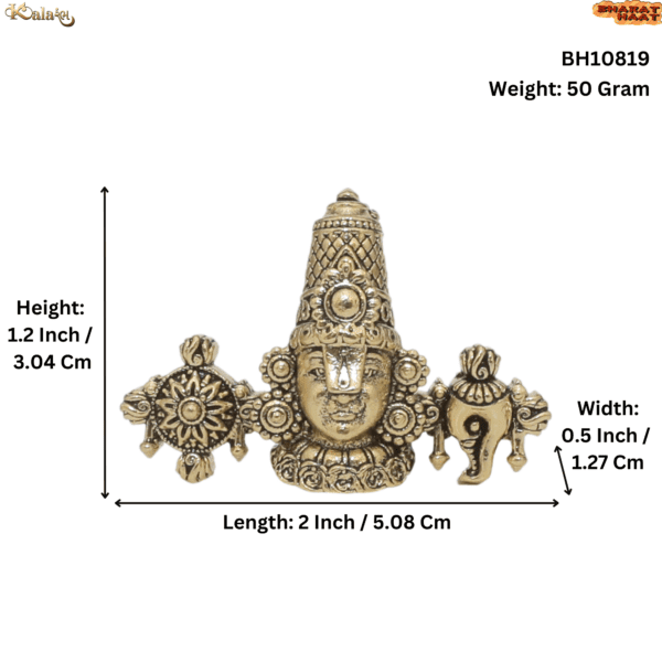 KALARAMBH Brass Balaji Face 1.2 Inch, 1 Pcs BH10819