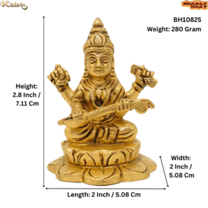 KALARAMBH Brass Saraswati maa 2.8 Inch, 1 Pcs BH10825