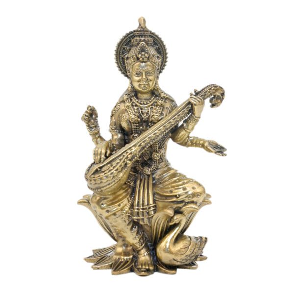 KALARAMBH Brass saraswati 3.8 Inch, 1 Pcs BH10879