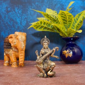 KALARAMBH Brass saraswati 3.8 Inch, 1 Pcs BH10879