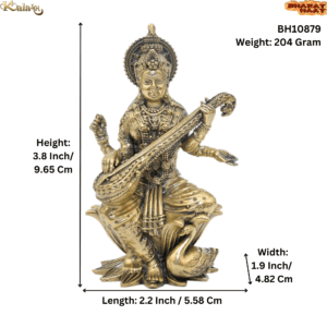 KALARAMBH Brass saraswati 3.8 Inch, 1 Pcs BH10879