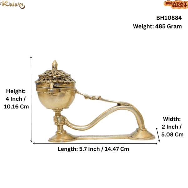 KALARAMBH Brass Dhoop Dani 4 Inch, 1 Pcs BH10884