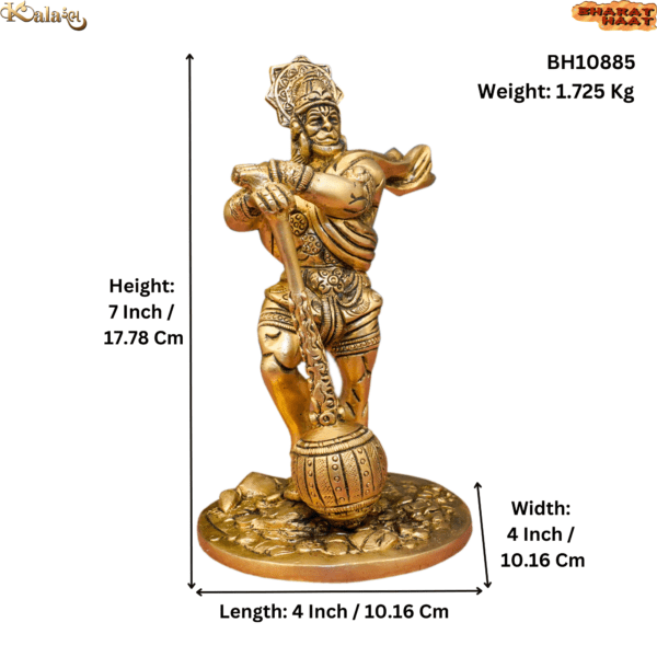 KALARAMBH Brass Hanuman 7 Inch, 1 Pcs BH10885