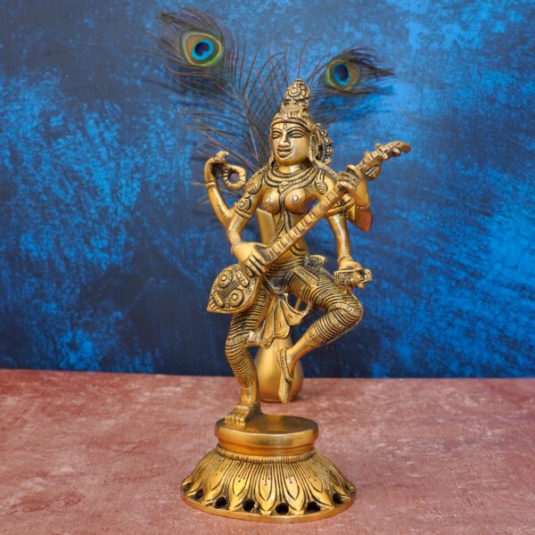 KALARAMBH Brass saraswati 10.5 Inch, 1 Pcs BH10886