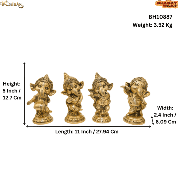 KALARAMBH Brass Ganesha 5 Inch, 1 Pcs BH10887