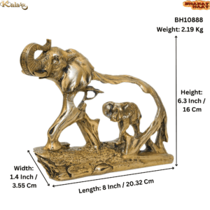 KALARAMBH Brass Elephant 6.3 Inch, 1 Pcs BH10888