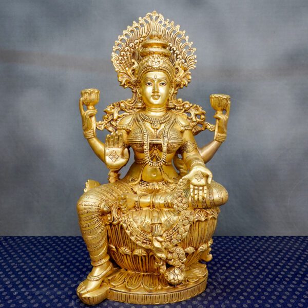 Brass Lakshmi Statue for Pooja Room 24.5" Inch Height BH10972