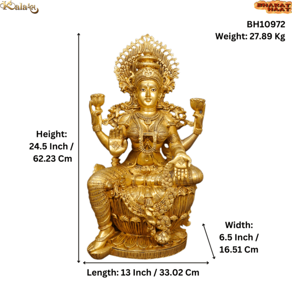 Brass Lakshmi Statue for Pooja Room 24.5" Inch Height BH10972
