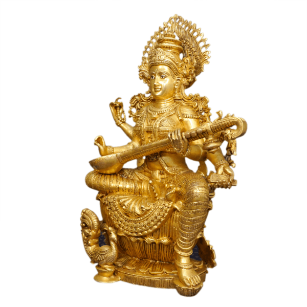 Brass Saraswati Maa Idol Made From Brass 24.2" Inch Height BH10973
