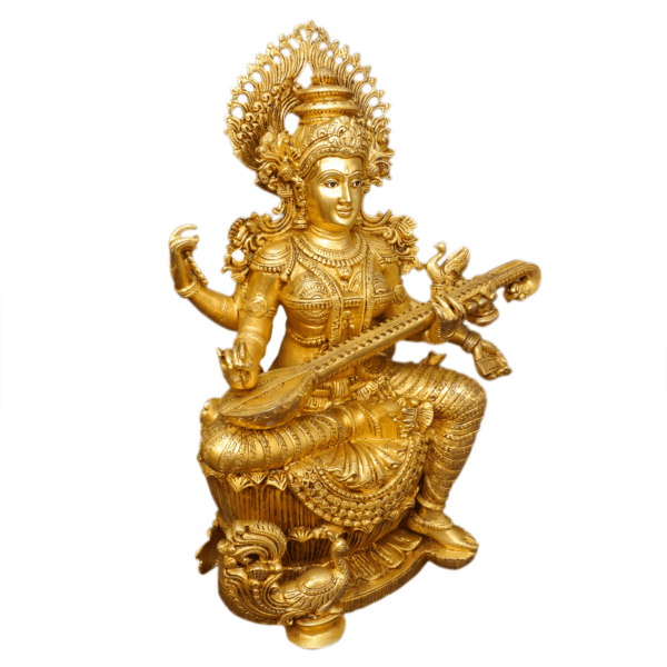 Brass Saraswati Maa Idol Made From Brass 24.2" Inch Height BH10973