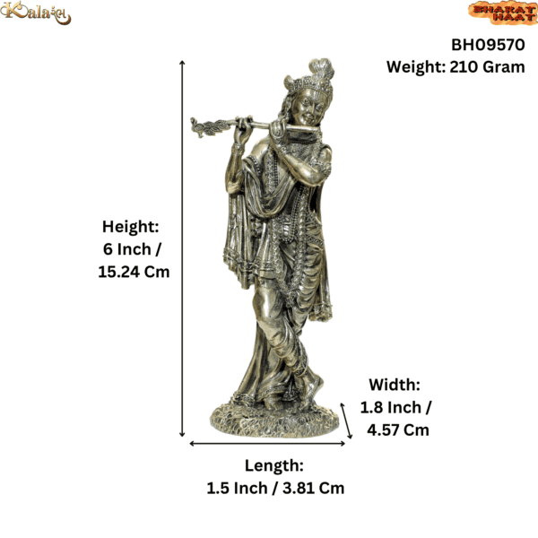 Brass Krishna, 6 Inch KBH09570, Weight is 210 Gram, 1 Pcs