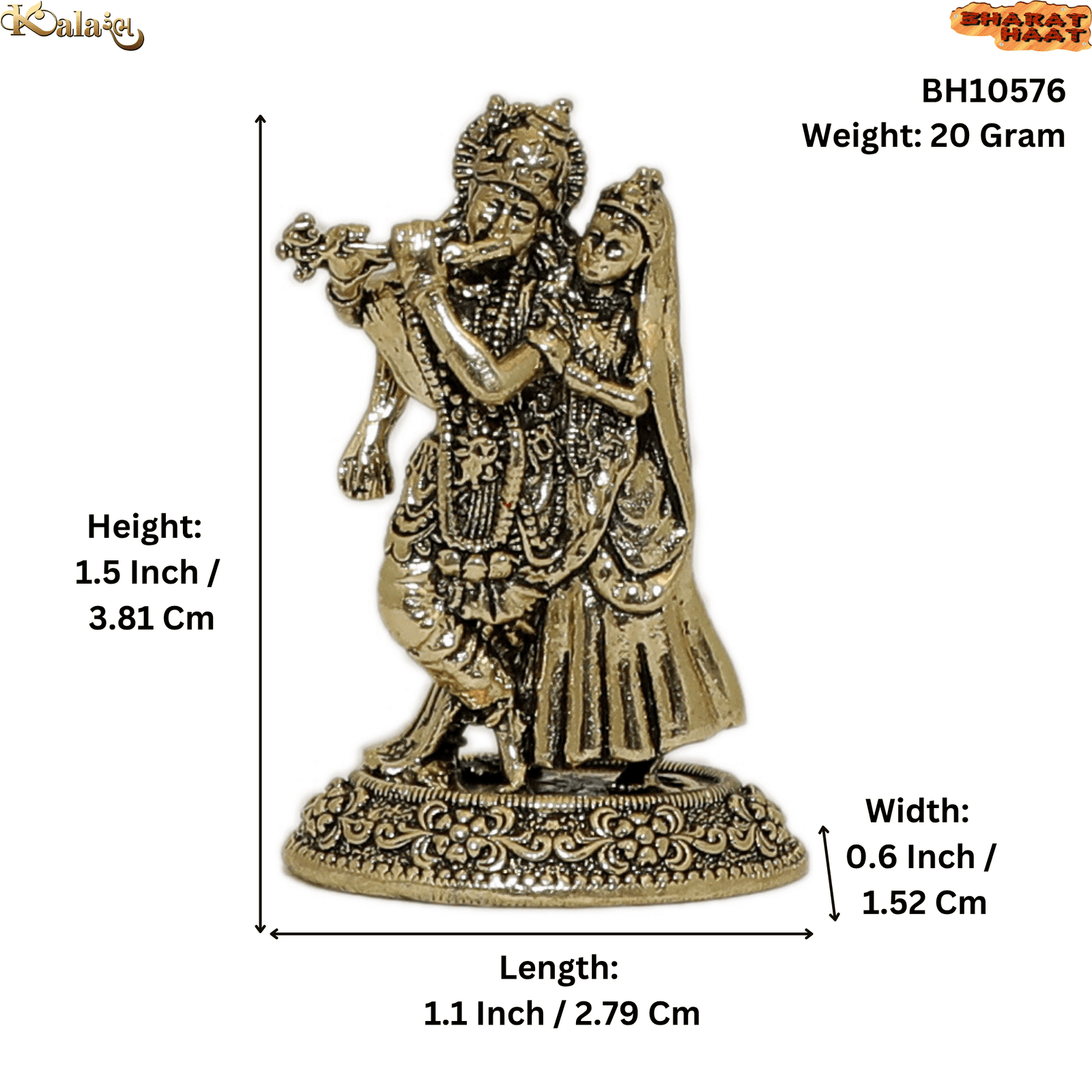 Brass Radha Krishna, 1.5 Inch, KBH10576 Brass Radha Krishna, 1.5 Inch, KBH10576