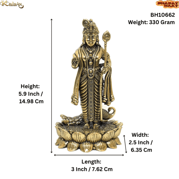 Brass Kartikeya, 5.9 Inch, KBH10662
