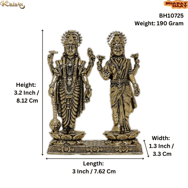 Brass Vishnu Lakshmi, 3.2 Inch, KBH10725