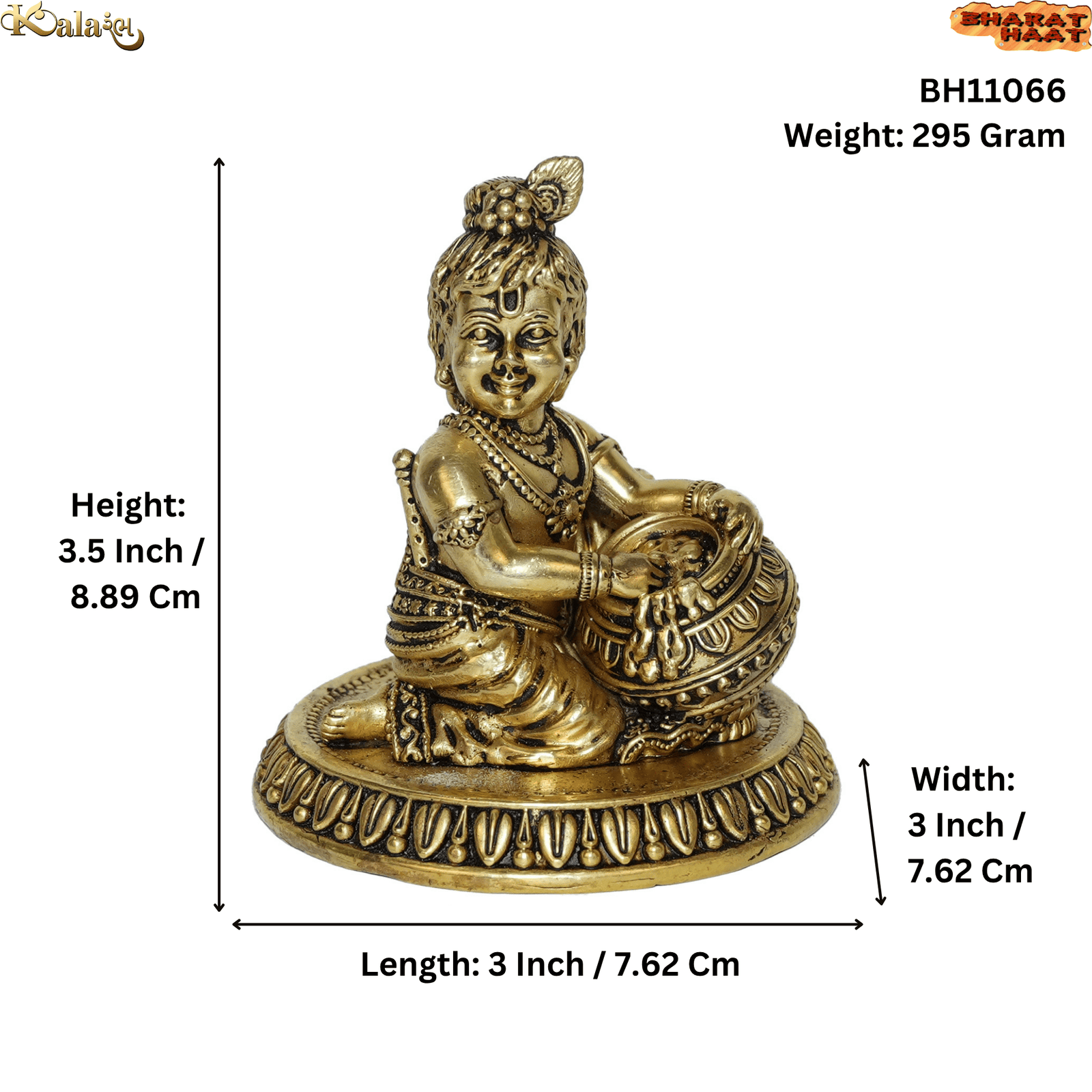 Brass Bal Krishna, 3.5 Inch, Weight is 295 Gram, 1 Pcs, KBH11066 Brass Bal Krishna, 3.5 Inch, Weight is 295 Gram, 1 Pcs, KBH11066