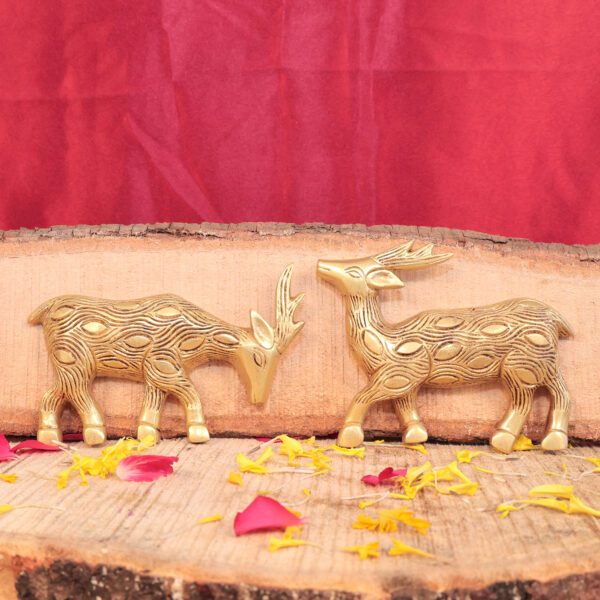 Brass Deer Pair Wall hanging, 3.2 Inch, KBH11078, Weight is 668 Gram, 2 Pcs