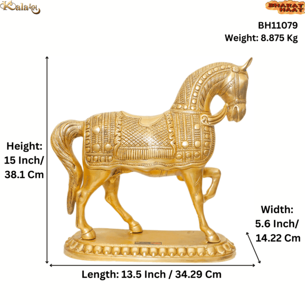 Brass Horse, 15 Inch,KBH11079 , Weight is 8.875 Kg, 1 Pcs