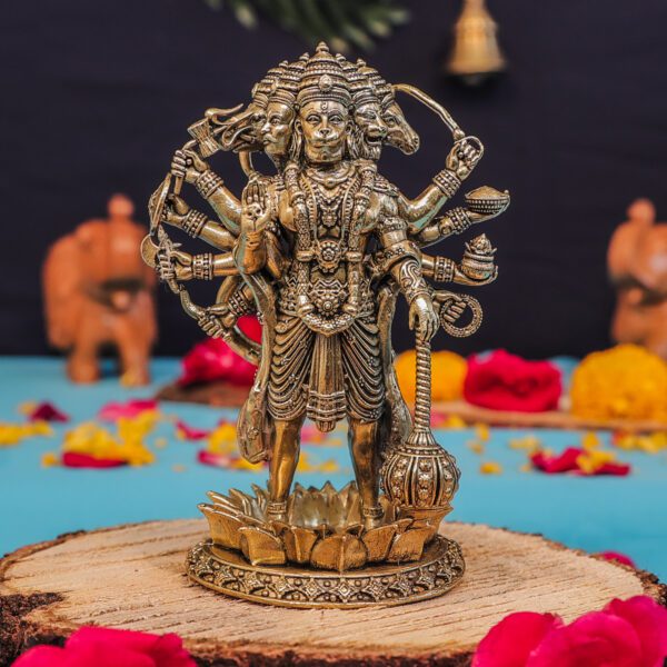 Brass PanchMukhi Hanuman, 4.8 Inch BH11088