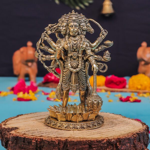 Brass PanchMukhi Hanuman, 4.8 Inch BH11088