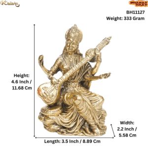 Brass Saraswati Maa 4.6 Inch KBH11127