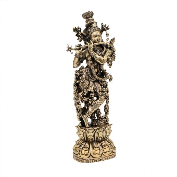 Brass Krishna, Product Dimention is 3.5 x 2.2 x 9.6 Inch or 8.89 x 5.58 x 24.38 Cm, Weight is 634 Gram, 1 Pcs