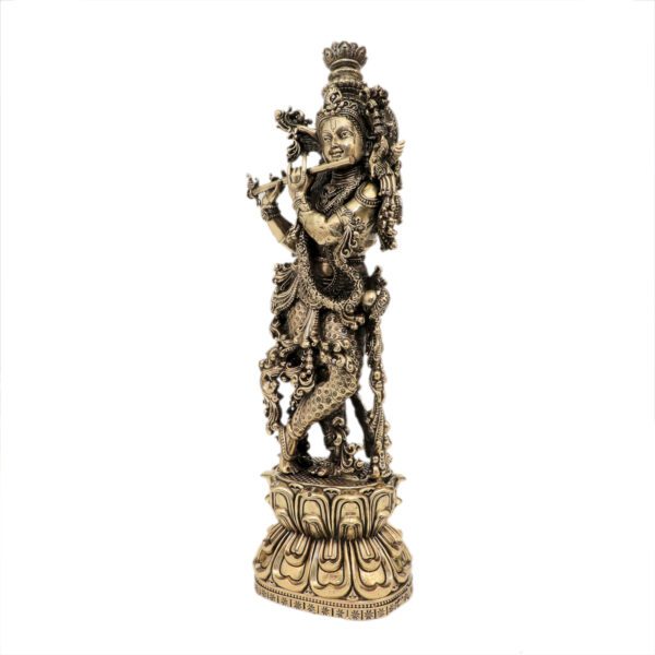 Brass Krishna, Product Dimention is 3.5 x 2.2 x 9.6 Inch or 8.89 x 5.58 x 24.38 Cm, Weight is 634 Gram, 1 Pcs