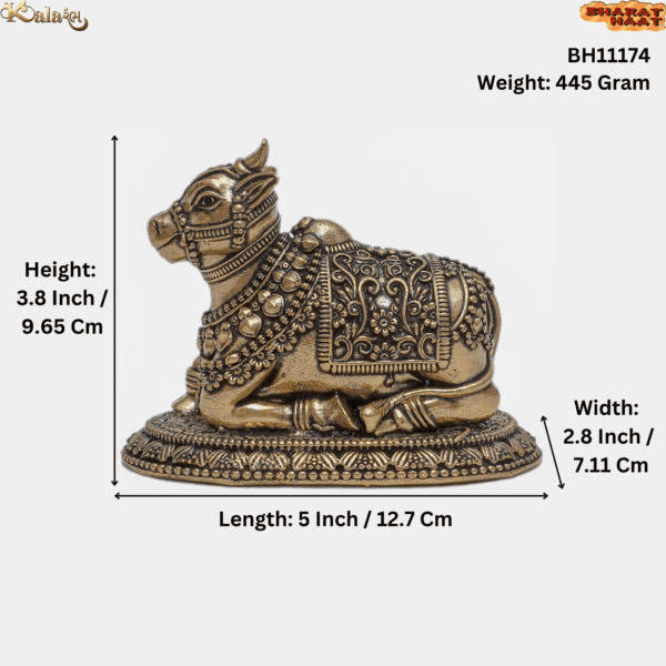 Brass Nandi, 3.8 Inch ,KBH11174 , Weight is 445 Gram, 1 Pcs