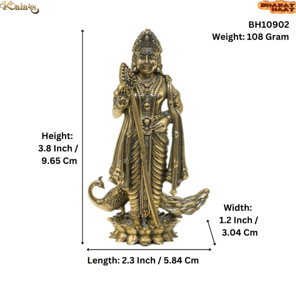 Brass Kartikeya,3.8 Inch, BH10902
