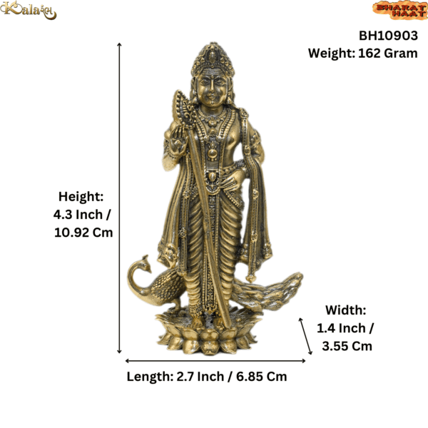 Brass Kartikeya, 4.3 Inch, BH10903
