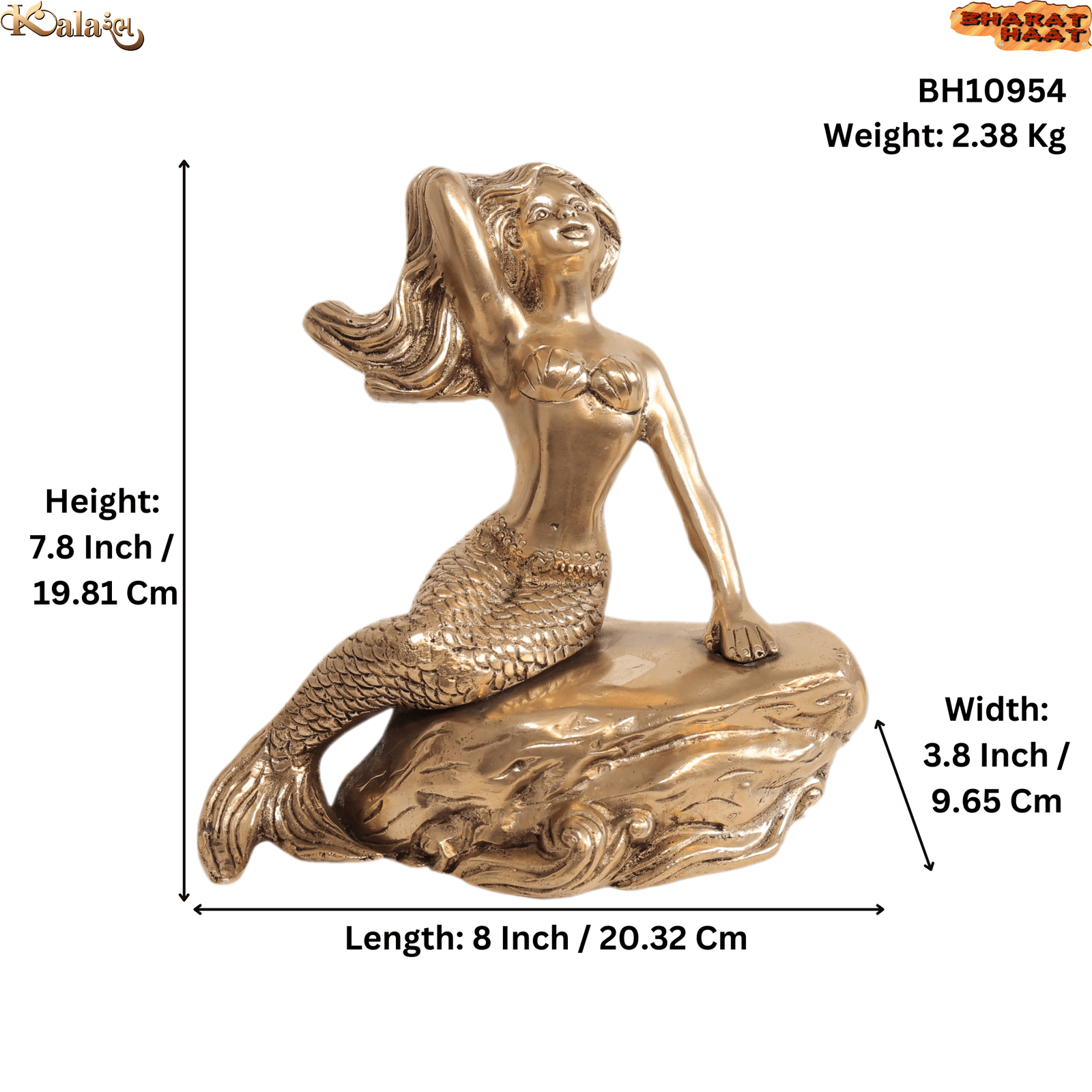 Brass Mermaid, 7.8 Inch, BH10954 Brass Mermaid, 7.8 Inch, BH10954