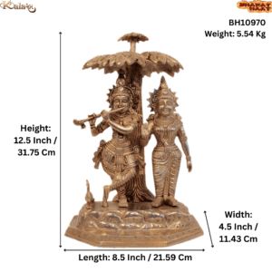 Brass Radha Krishna, 12.5 Inch, BH10970