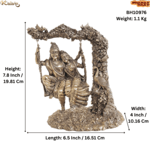 Brass Radha Krishna, 7.8 Inch, BH10976