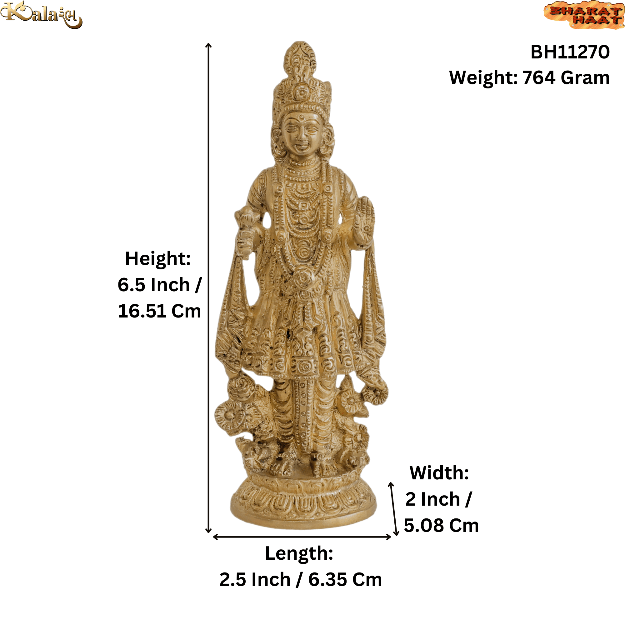 Brass Purshottam maharaj 6.5 Inch KBH11270 Brass Purshottam maharaj 6.5 Inch KBH11270