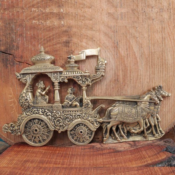 Brass Arjun Shri Krishna Rath 7.3 Inch KBH11451