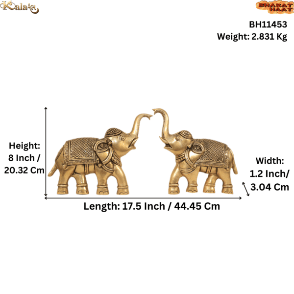 Brass Elephant Pair Wall Hanging 8 Inch KBH11453