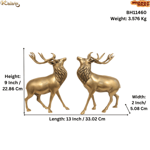 Brass Deer Pair 9 Inch KBH11460