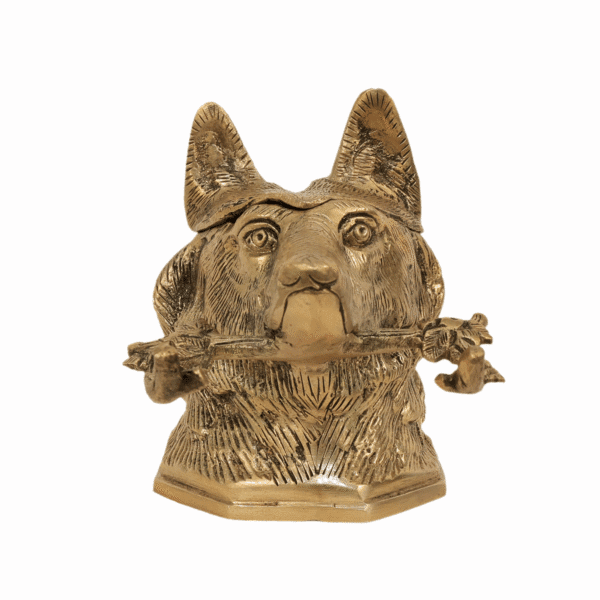 Brass Dog Ink Pot 4 Inch KBH11463