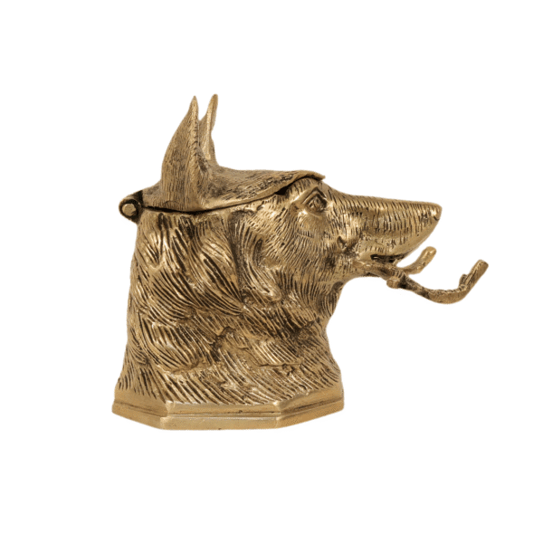 Brass Dog Ink Pot 4 Inch KBH11463
