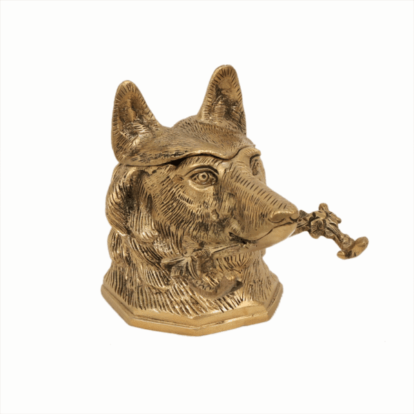 Brass Dog Ink Pot 4 Inch KBH11463
