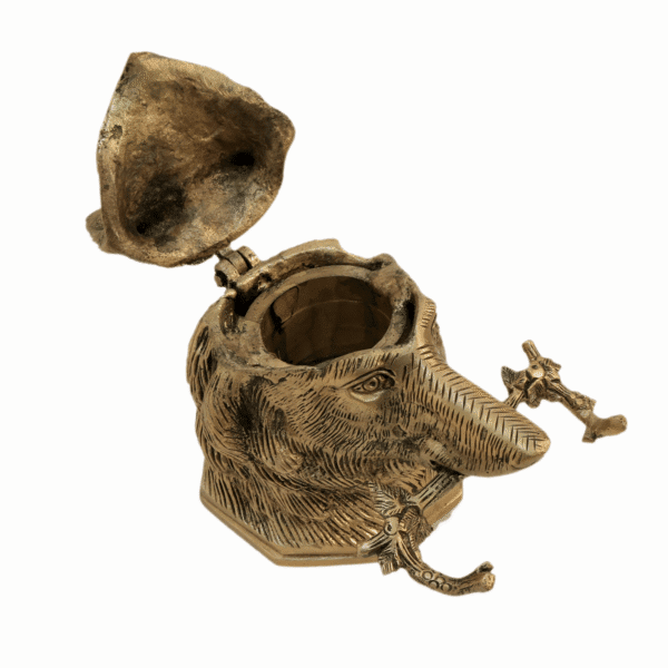 Brass Dog Ink Pot 4 Inch KBH11463