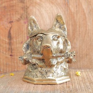 Brass Dog Ink Pot 4 Inch KBH11463
