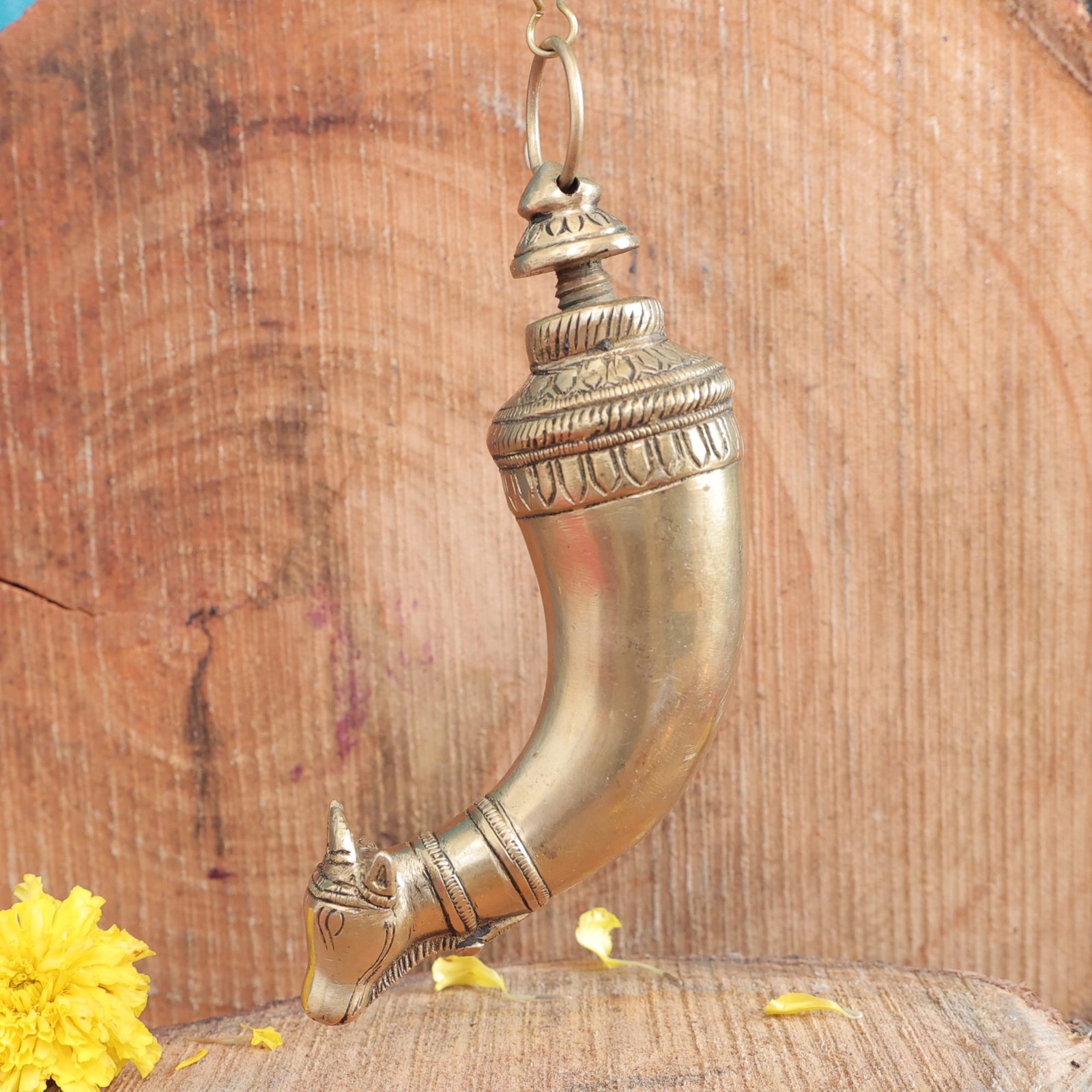Brass Gomukhi Shringi 12 Inch KBH11472 Brass Gomukhi Shringi 12 Inch KBH11472