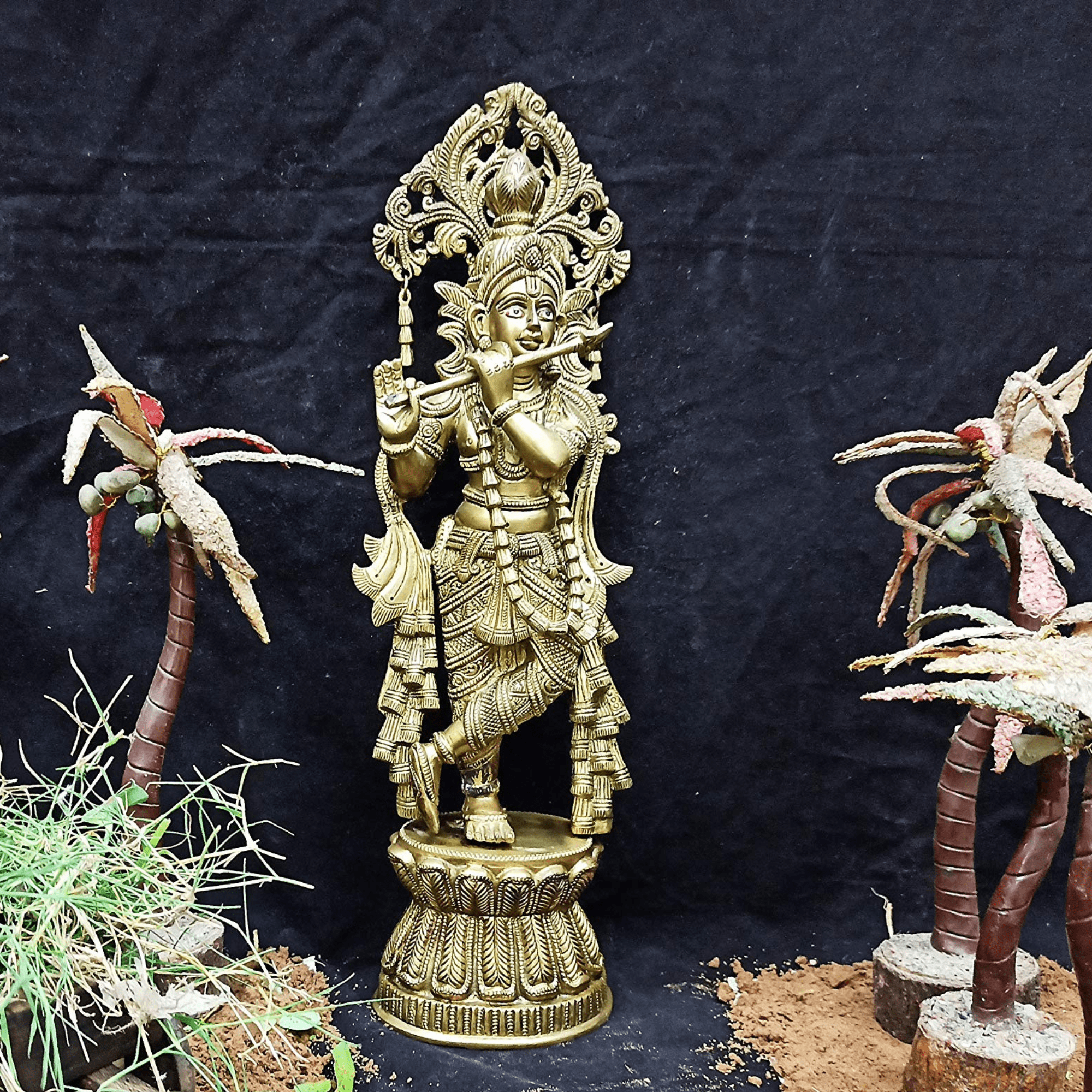 Brass Krishna (Jali Work) 17.5 Inch KBH00472 Brass Krishna (Jali Work) 17.5 Inch KBH00472