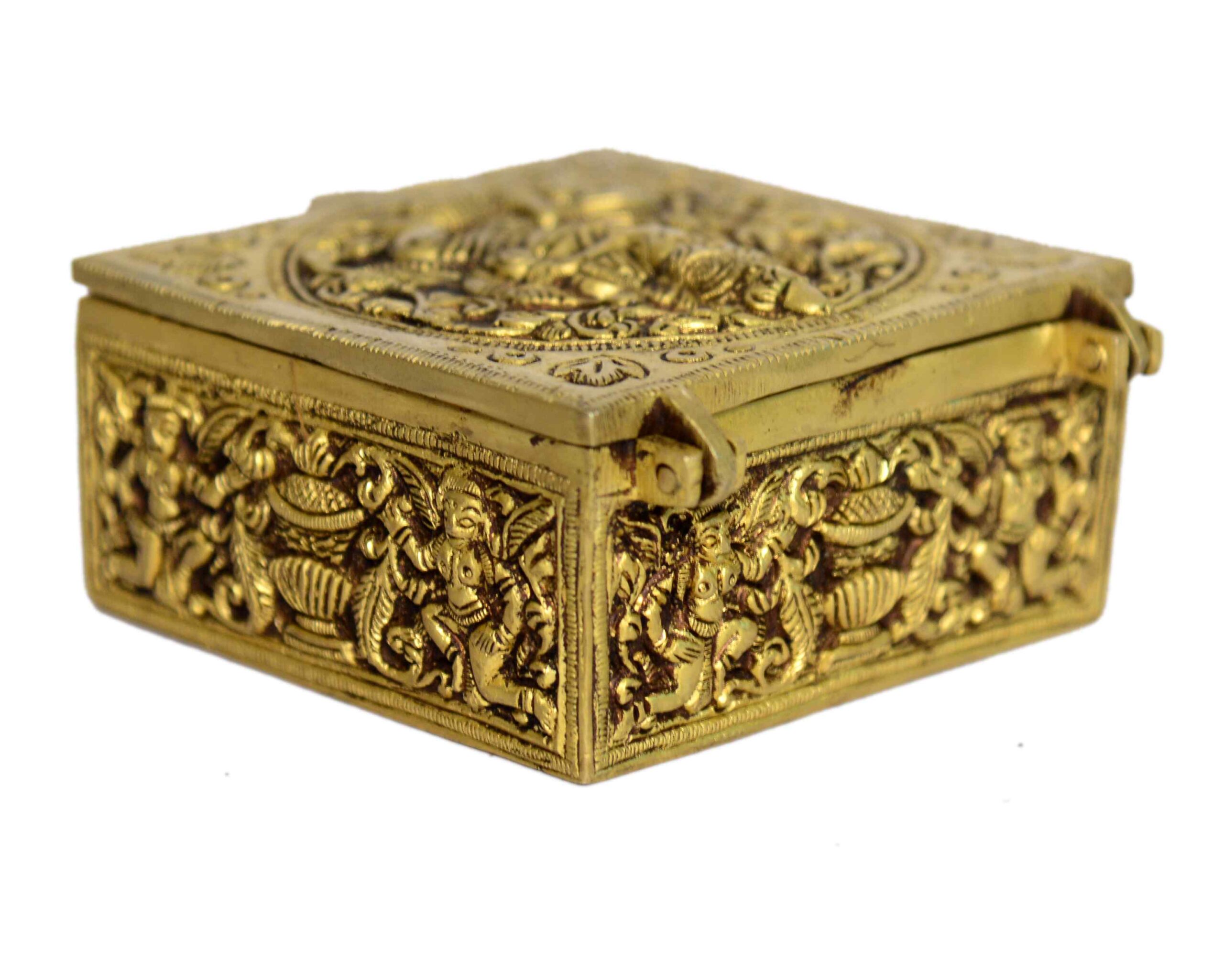 Brass jewellery box On Ganesha Design 1.6 Inch KBH00953 Brass jewellery box On Ganesha Design 1.6 Inch KBH00953