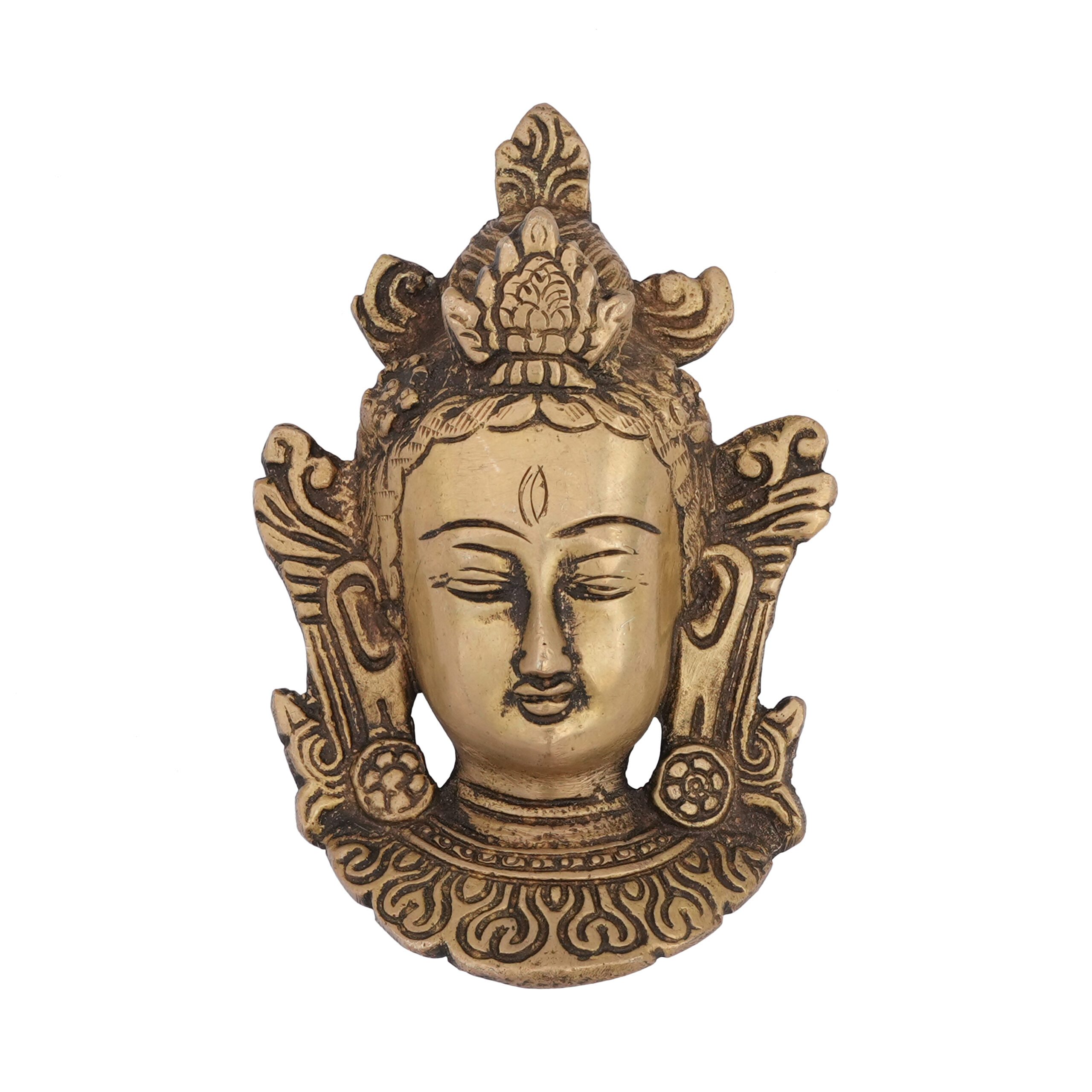 Brass Tara Devi face Wall Hanging 4.2 Inch KBH09632 Brass Tara Devi face Wall Hanging 4.2 Inch KBH09632