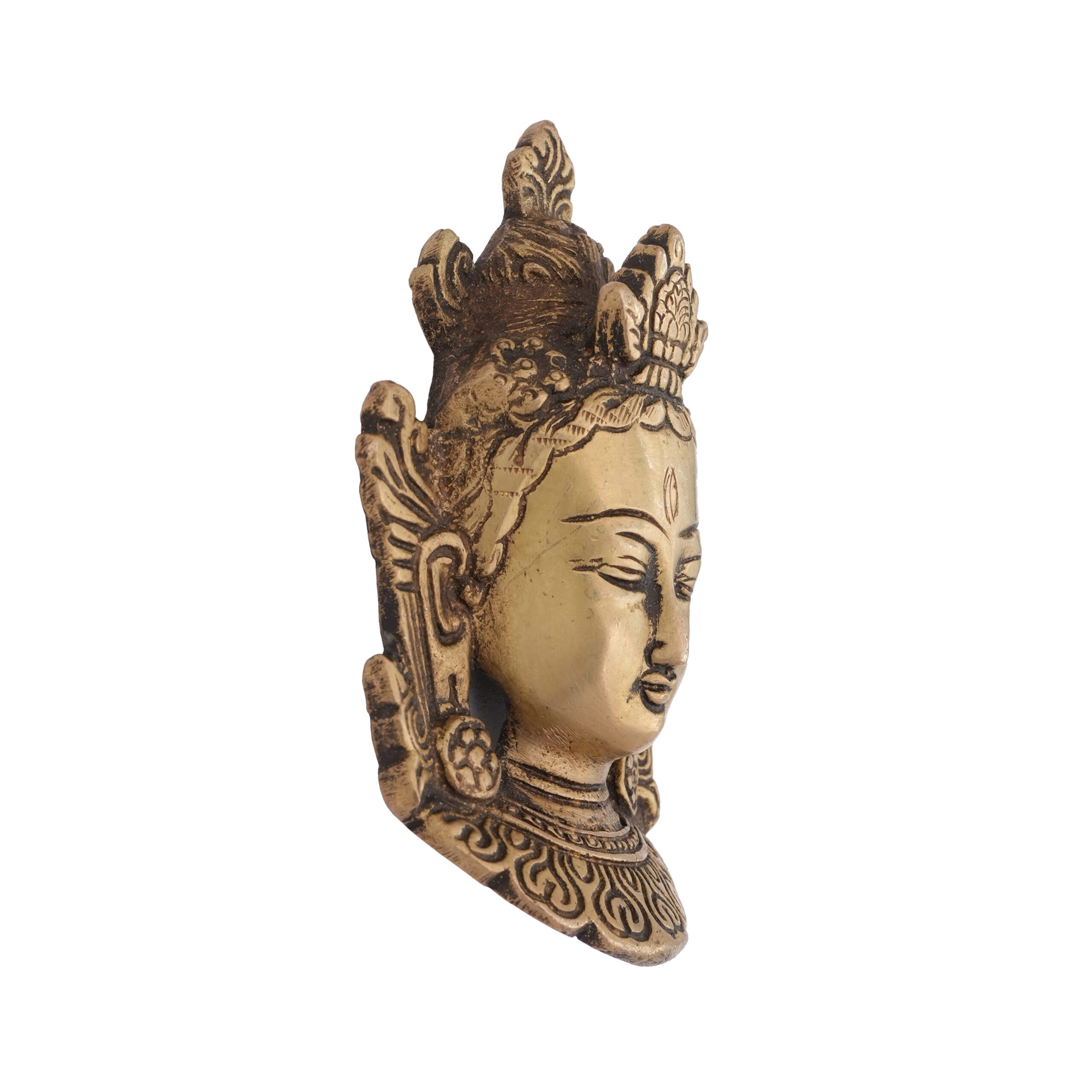 Brass Tara Devi face Wall Hanging 4.2 Inch KBH09632 Brass Tara Devi face Wall Hanging 4.2 Inch KBH09632