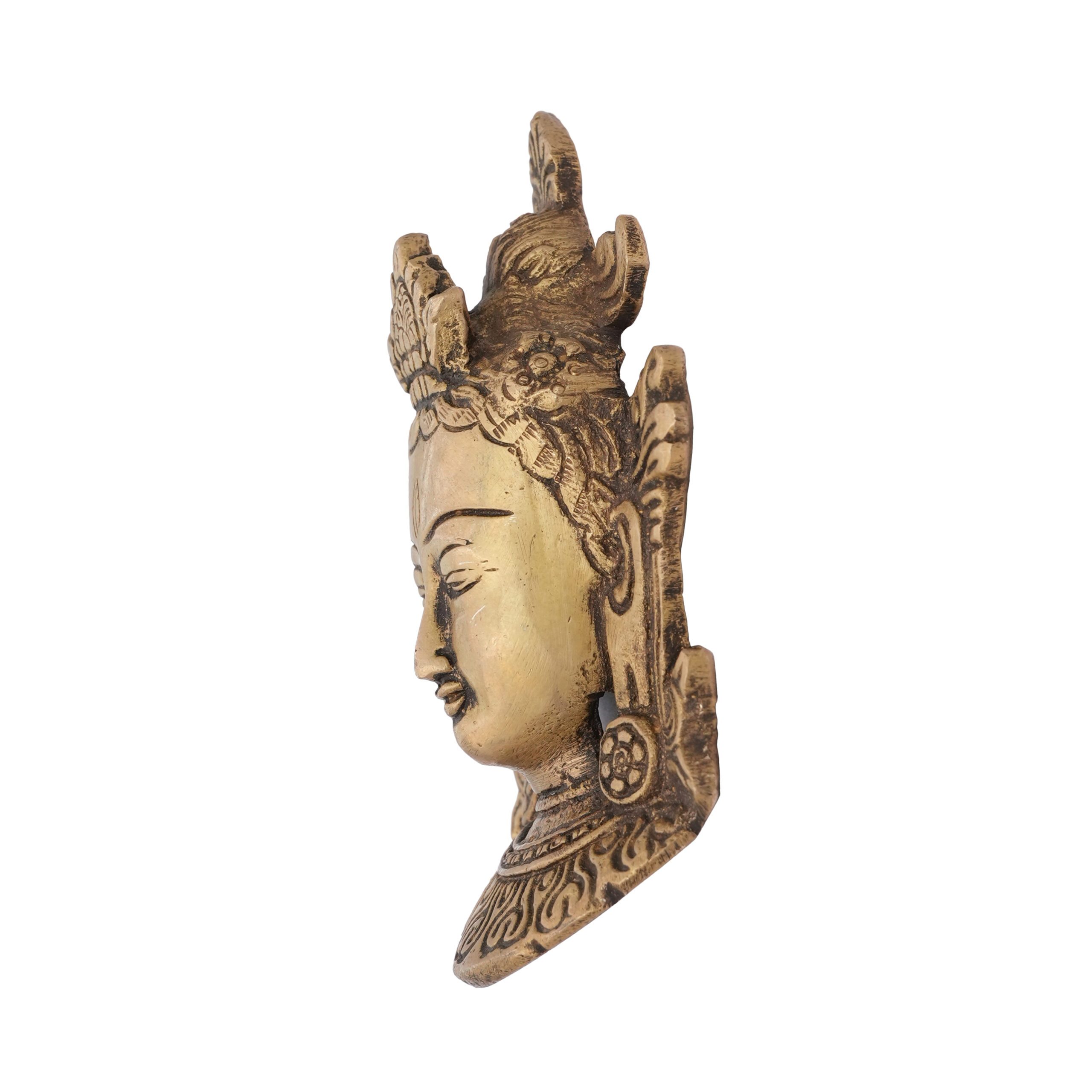 Brass Tara Devi face Wall Hanging 4.2 Inch KBH09632 Brass Tara Devi face Wall Hanging 4.2 Inch KBH09632