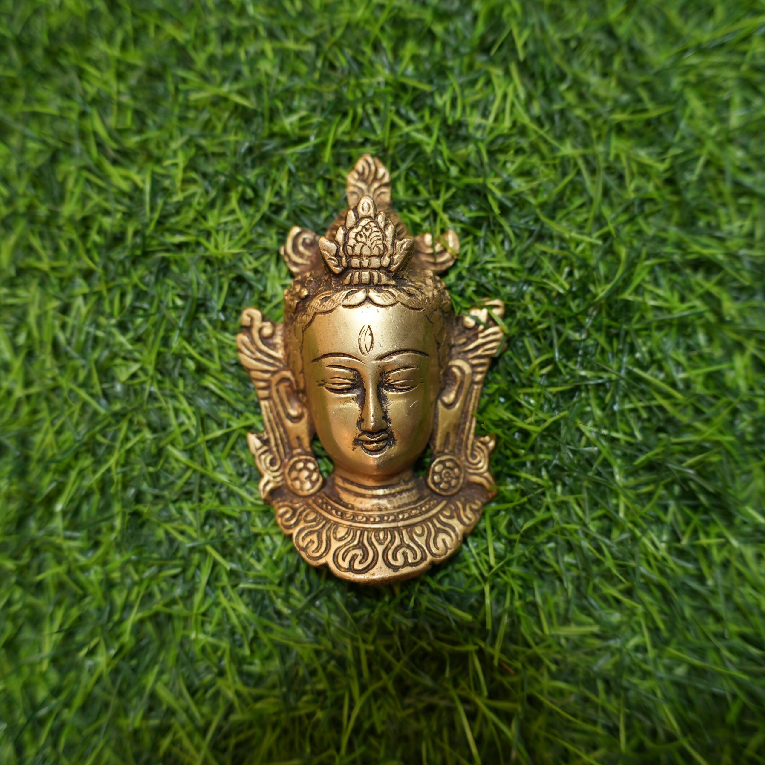Brass Tara Devi face Wall Hanging 4.2 Inch KBH09632 Brass Tara Devi face Wall Hanging 4.2 Inch KBH09632