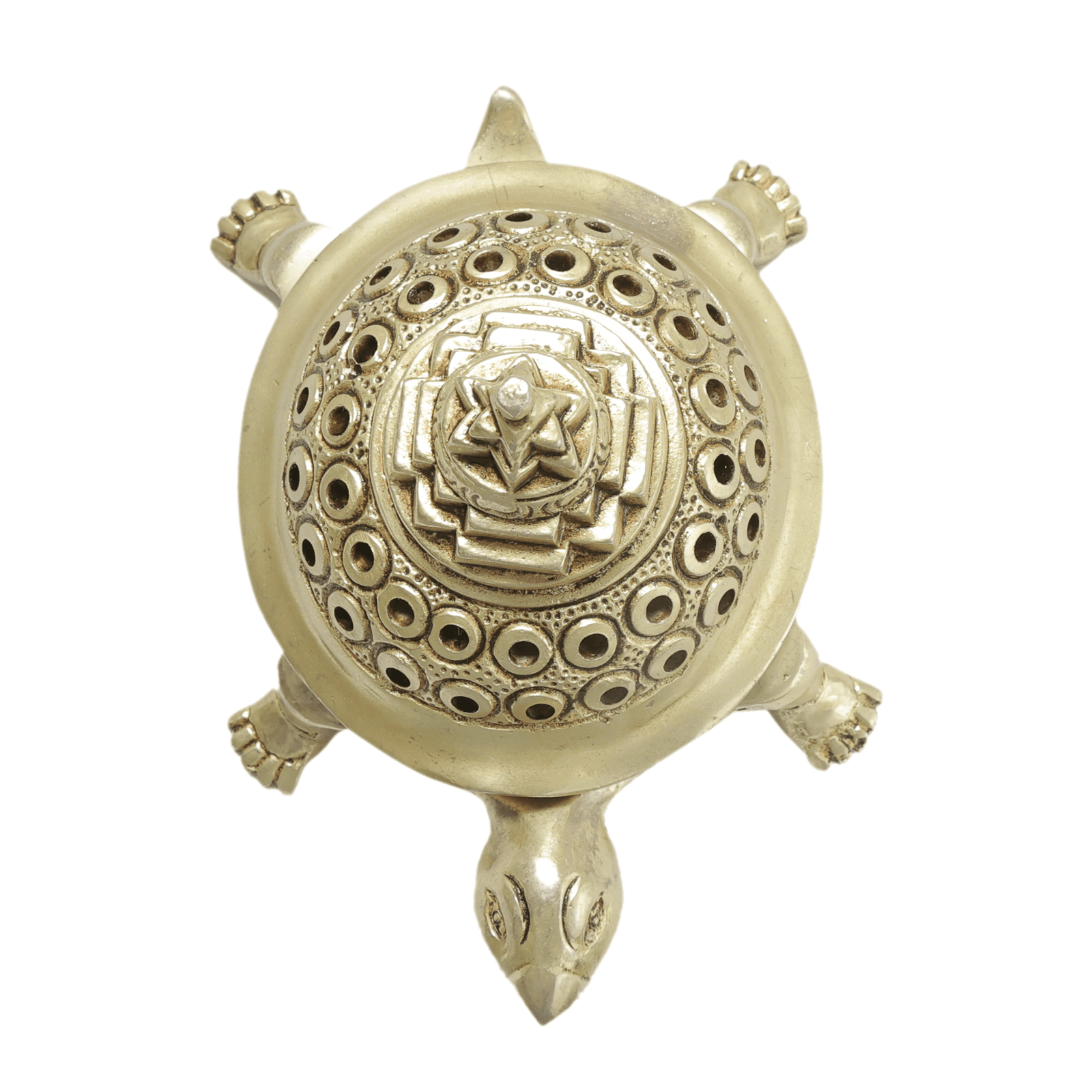Brass Shree Yantra on Tortoise 3.2 Inch KBH11541 Brass Shree Yantra on Tortoise 3.2 Inch KBH11541